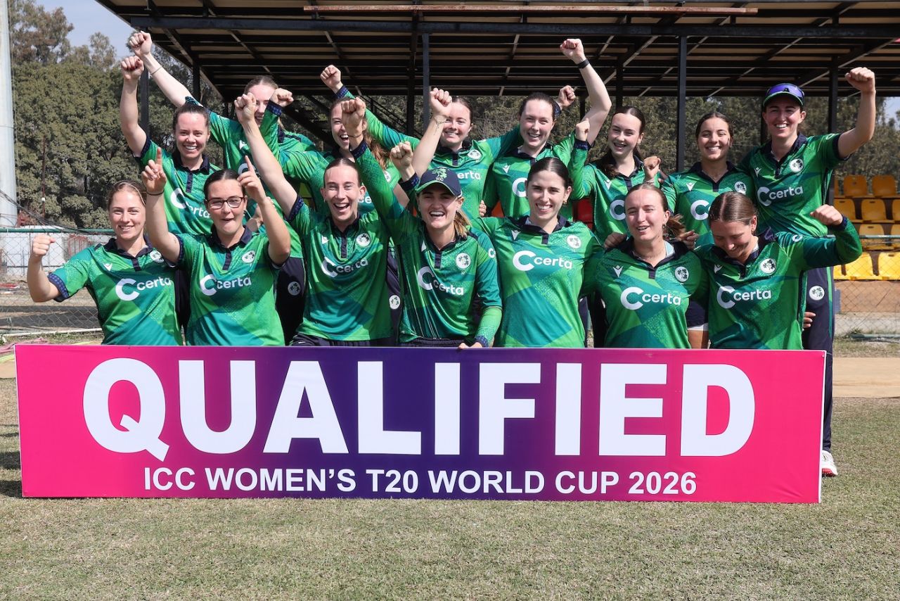 Ireland players celebrate after qualifying for the T20 World Cup, Ireland vs Thailand, Women's T20 World Cup Qualifier, Kirtipur, February 1, 2026