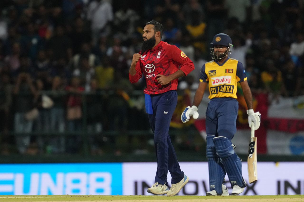 Adil Rashid removed the dangerous Dasun Shanaka, Sri Lanka vs England, 2ns T20I, Pallekele, February 1, 2026