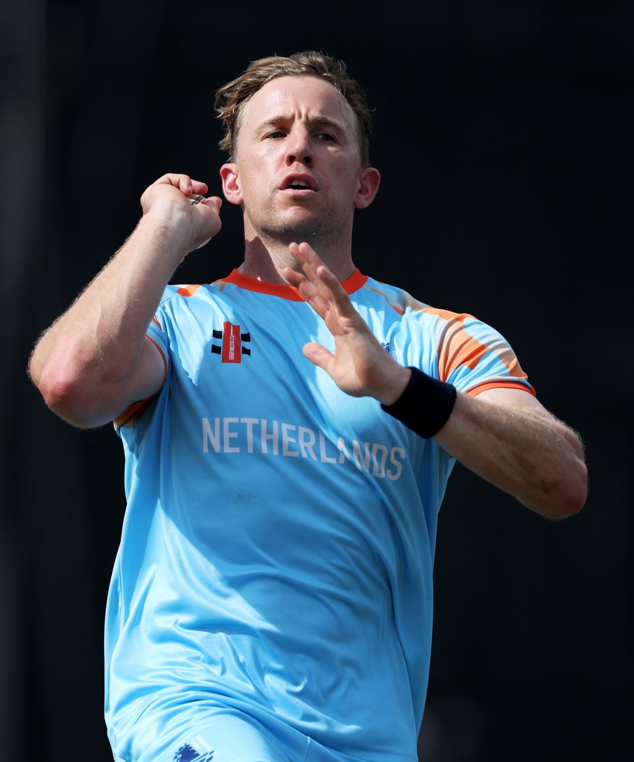 Logan van Beek gets ready to bowl at a training session, T20 World Cup 2026, Colombo, February 2, 2026