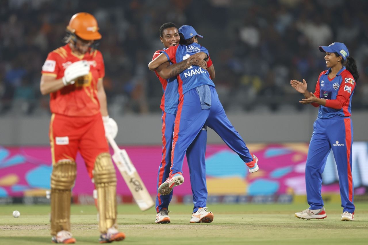 Chinelle Henry celebrates Sophie Devine's dismissal, Gujarat Giants vs Delhi Capitals, WPL, Vadodara, February 3, 2026