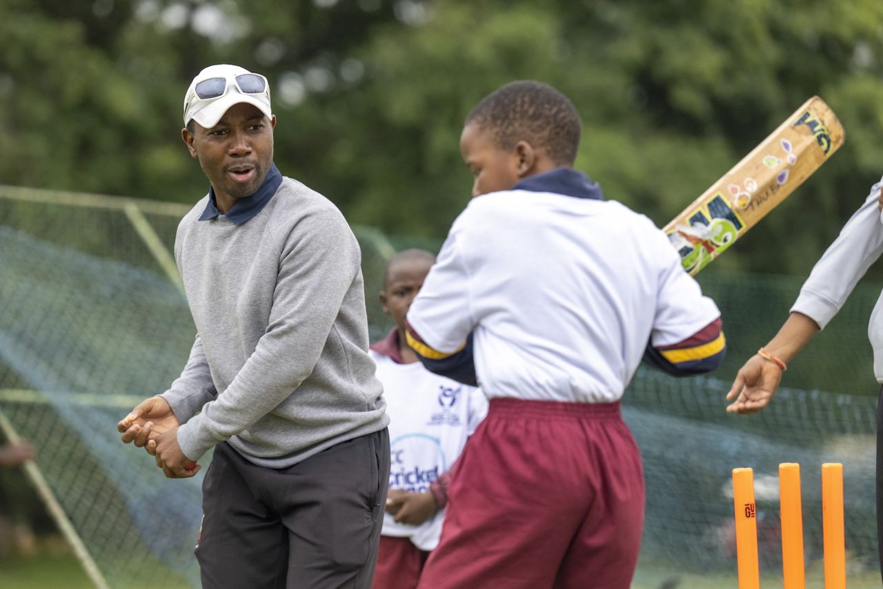 Tatenda Taibu coaches kids during a Cricket 4 Good Clinic, part of the ICC U19 Men's Cricket World Cup 2026, Bulawayo, January 21, 2026 