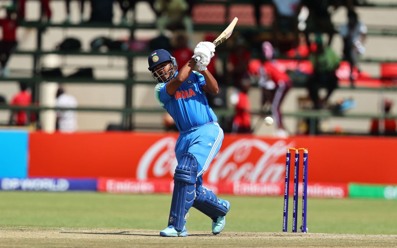 Ayush Mhatre goes up and over, Afghanistan vs India, Under-19 World Cup, semi-final, Harare, February 4, 2026
