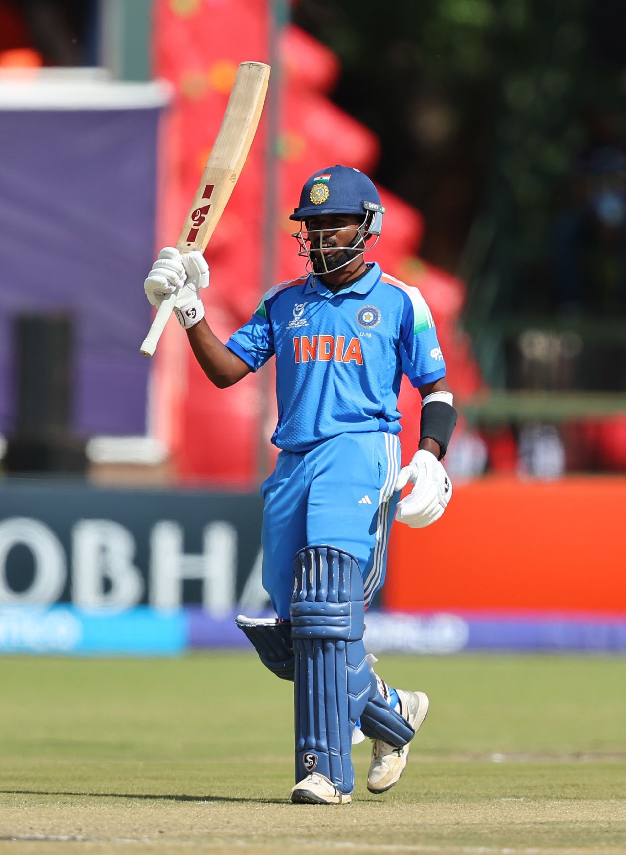 Aaron George celebrates his fifty, Afghanistan vs India, Under-19 World Cup, semi-final, Harare, February 4, 2026