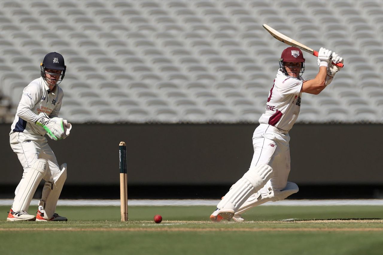Marnus Labuschagne forces off the back foot, Victoria vs Queensland, Sheffield Shield, MCG, February 6, 2026
