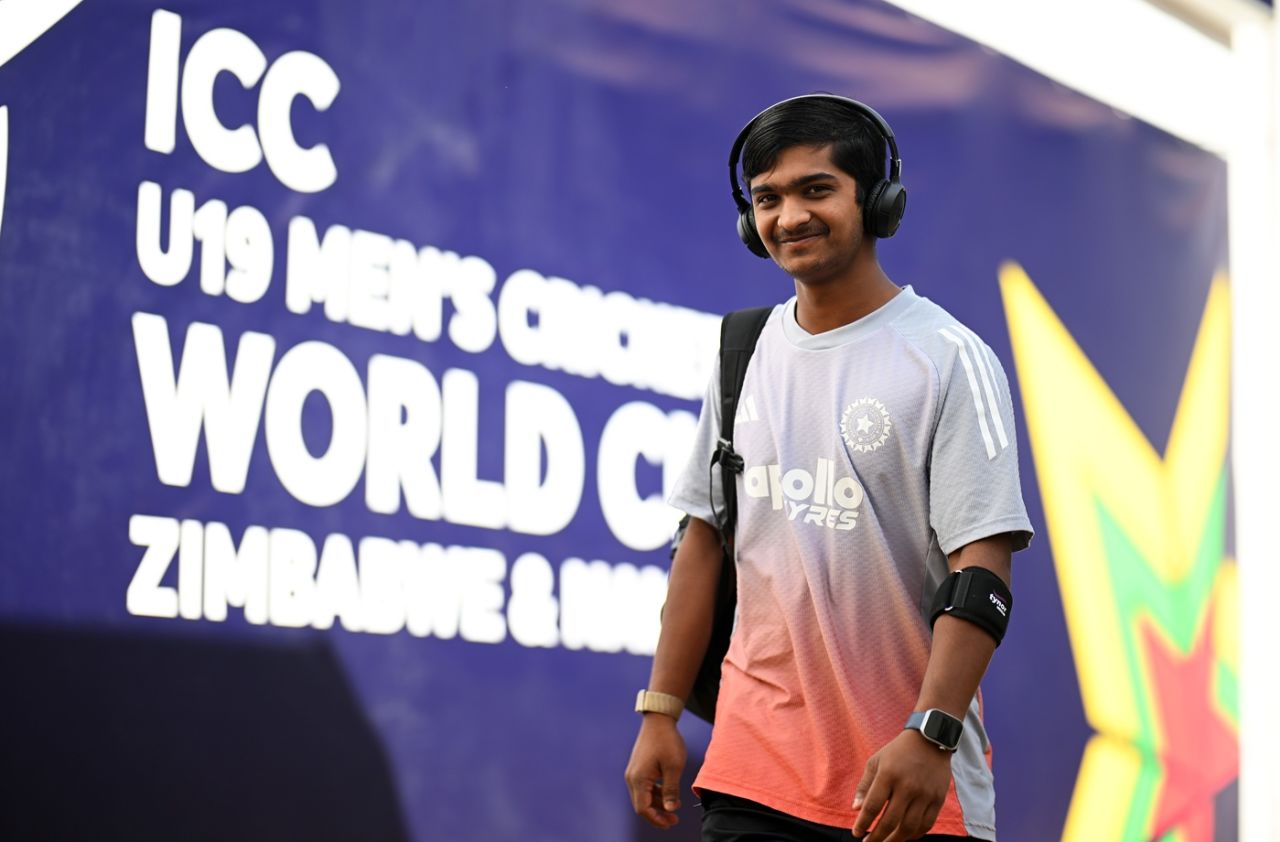 Abhigyan Kundu arrives for the final, England vs India, Under-19 men's World Cup final, Harare, February 6, 2026