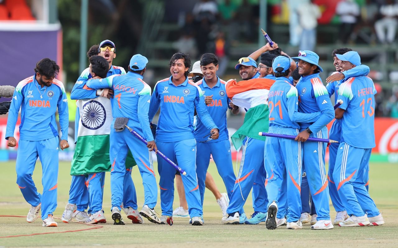 India celebrate their win, England vs India, Under-19 men's World Cup final, Harare, February 6, 2026