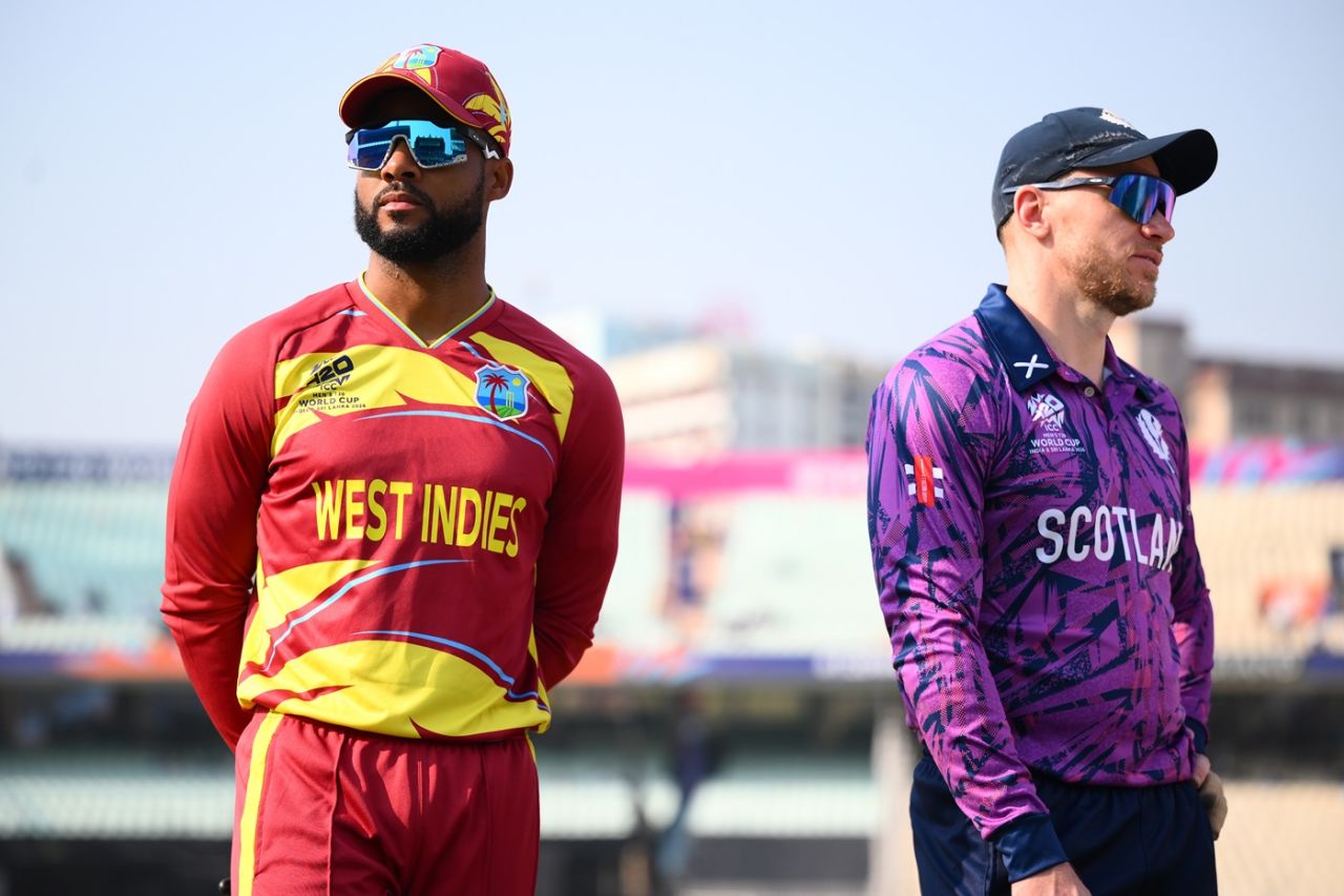Shai Hope and Richie Berrington at the toss, Scotland vs West Indies, T20 World Cup, Kolkata, February 7, 2026 