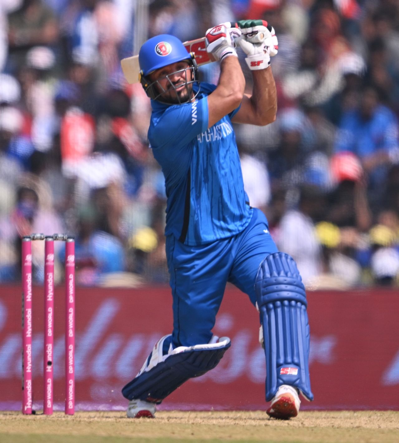 Gulbadin Naib gives the ball a good whack, Afghanistan vs New Zealand, T20 World Cup, Chennai, February 8, 2026