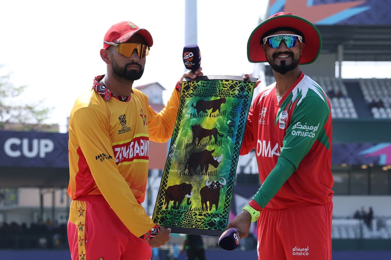 Sikandar Raza and Jatinder Singh at the toss, Oman vs Zimbabwe, T20 World Cup, Colombo, February 9, 2026
