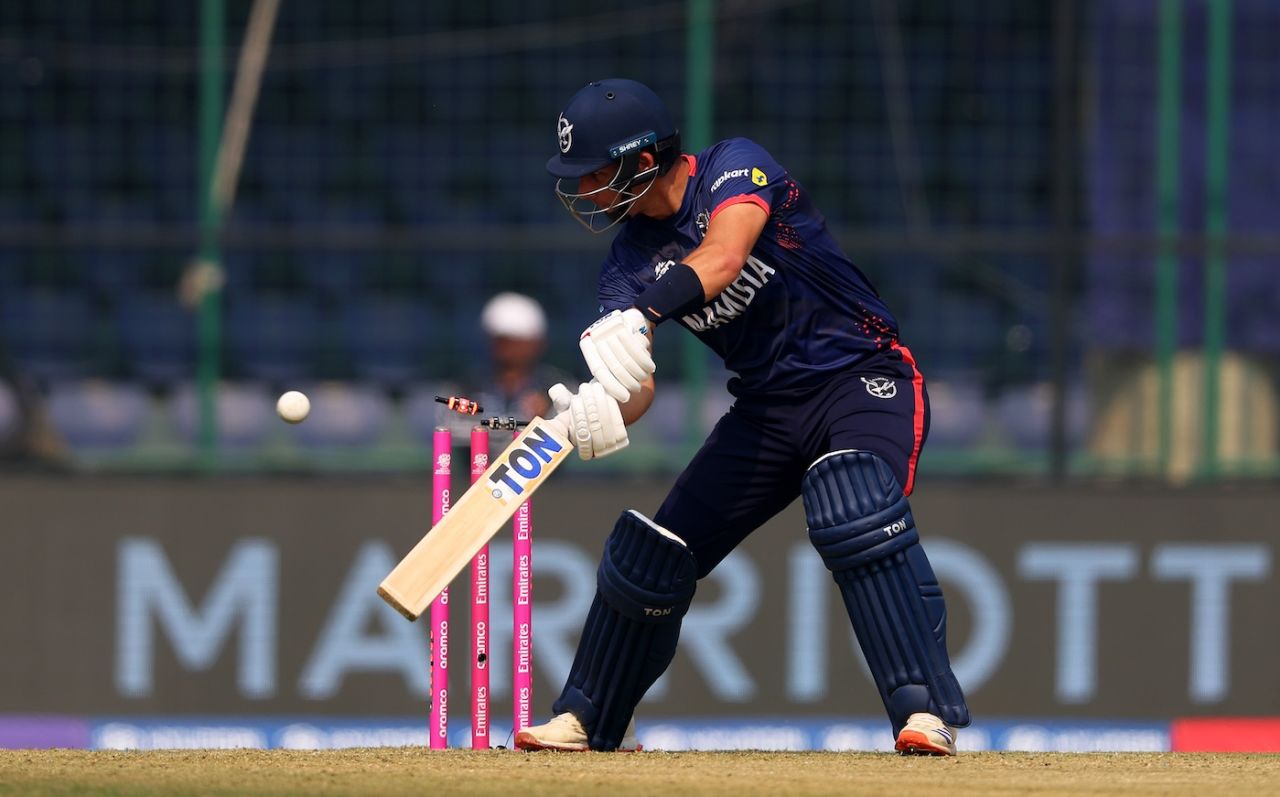 JJ Smit loses his stumps, Namibia vs Netherlands, T20 World Cup, Delhi, February 10, 2026