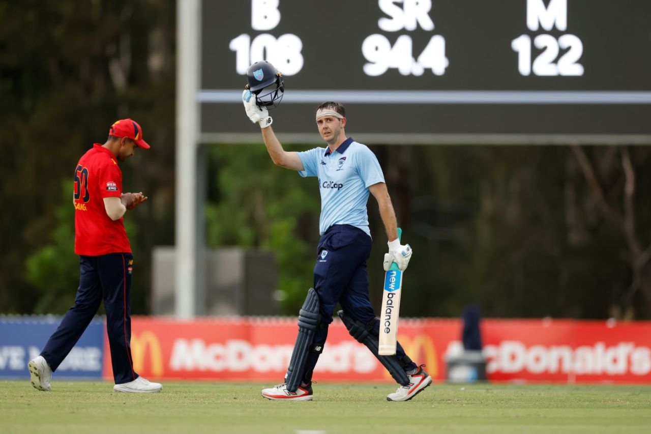 Kurtis Patterson celebrates his second century in a week, New South Wales vs South Australia, One-Day Cup (Australia), Sydney, February 10, 2026