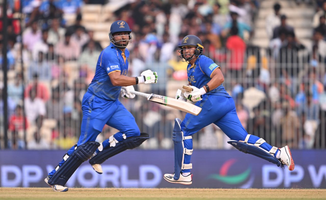 Muhammad Waseem and Alishan Sharafu put up a century partnership, New Zealand vs UAE, T20 World Cup 2026, Chennai, February 10, 2026