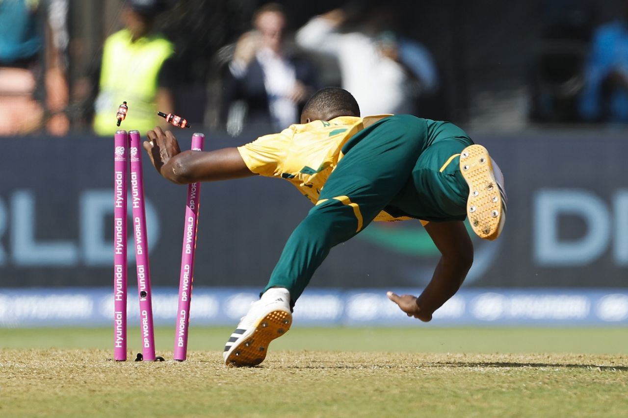 Kagiso Rabada runs Fazalhaq Farooqi out to tie the match, Afghanistan vs South Africa, T20 World Cup, Ahmedabad, February 11, 2026