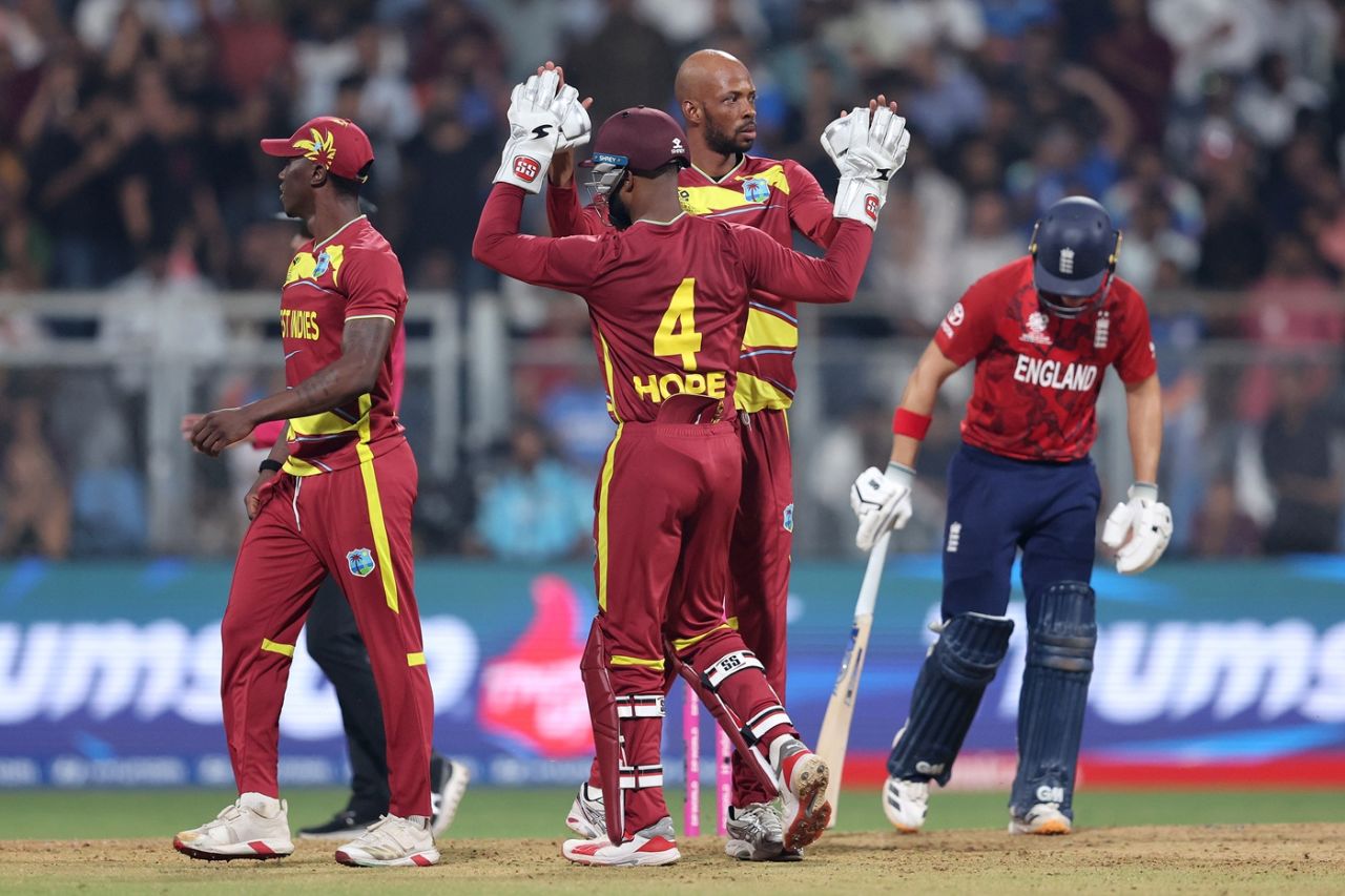 Roston Chase removed Jos Buttler for 21, England vs West Indies, ICC Men's T20 World Cup, Mumbai, February 11, 2026