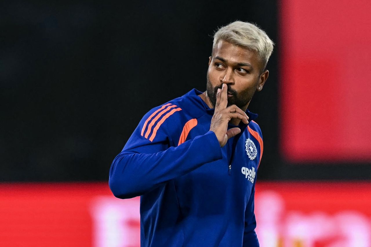 Hardik Pandya during the pre-match warm-ups, India vs Namibia, Men's T20 World Cup, New Delhi, February 12, 2026