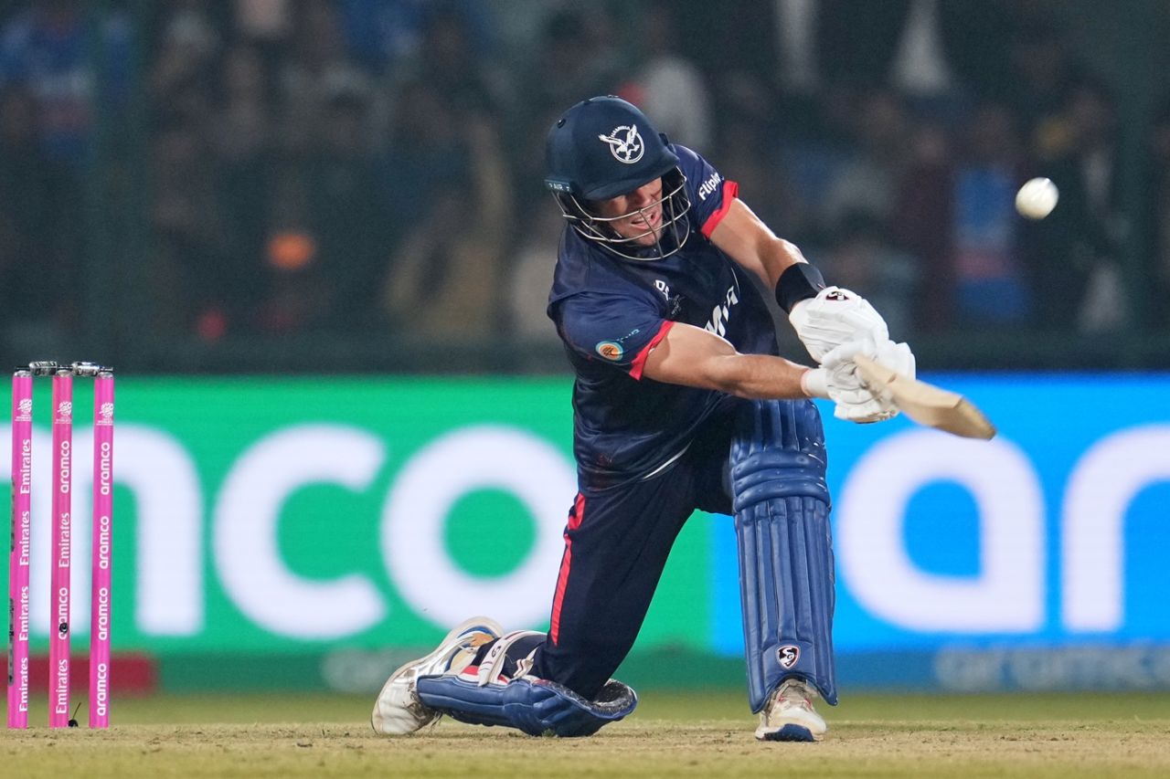 Gerhard Erasmus made 18 off 11, India vs Namibia, Men's T20 World Cup, New Delhi, February 12, 2026