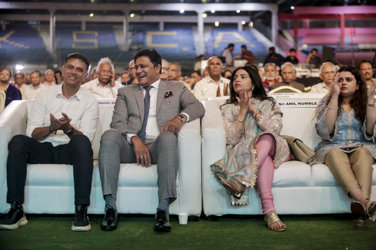 Rahul Dravid and Anil Kumble at a KSCA event, Bengaluru, February 13, 2026