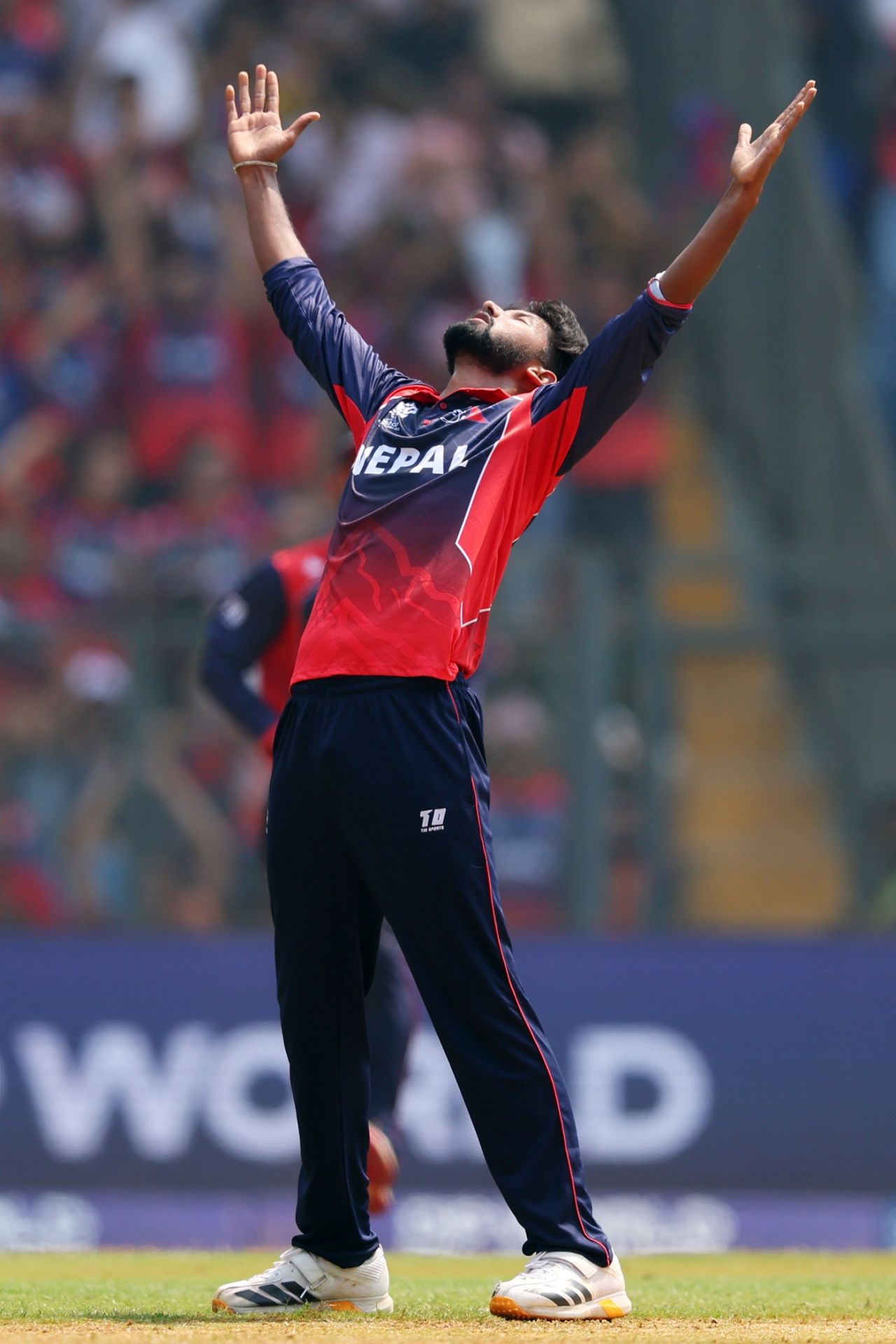 Nandan Yadav celebrates Brandon King's wicket, Nepal vs West Indies, Mumbai, T20 World Cup, February 15, 2026