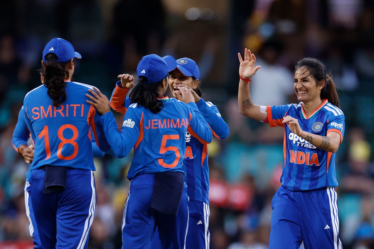 Renuka Singh was among the wickets early, Australia vs India, 1st T20I, SCG, February 15, 2026