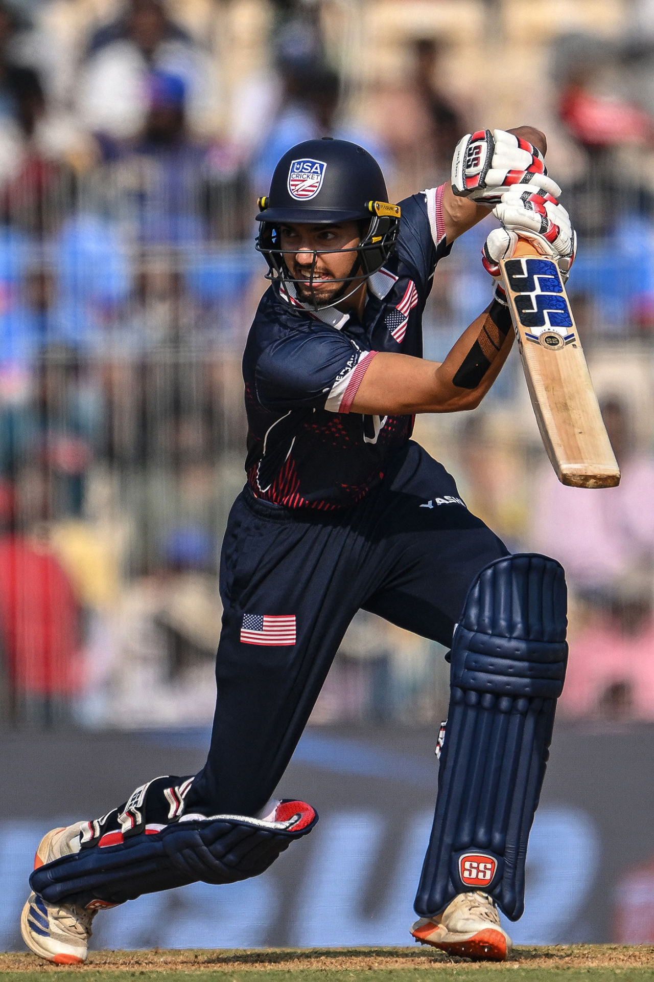 Sanjay Krishnamurthi flashes through the off side, Namibia vs USA, T20 World Cup, Chennai, February 15, 2026