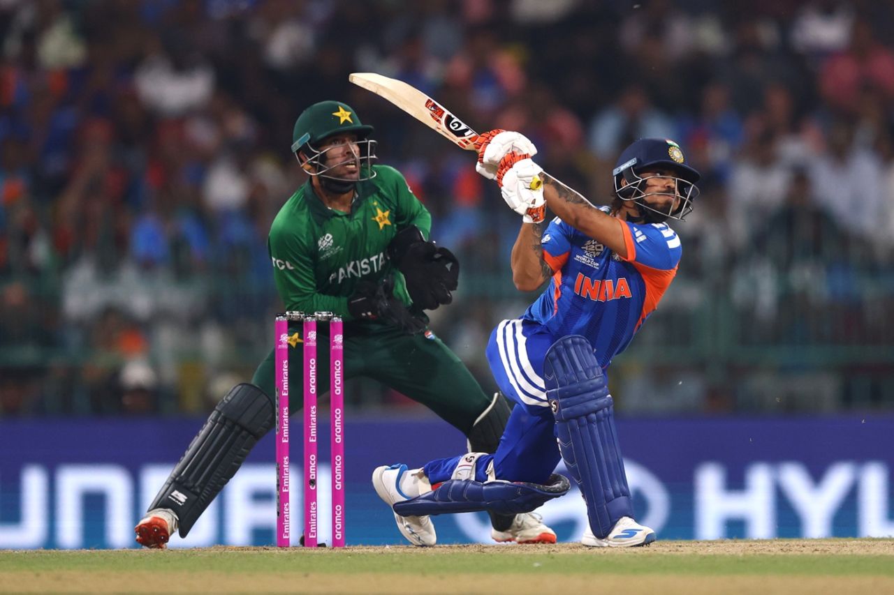Ishan Kishan hits over the off side, India vs Pakistan, Men's T20 World Cup, Colombo, February 15, 2026