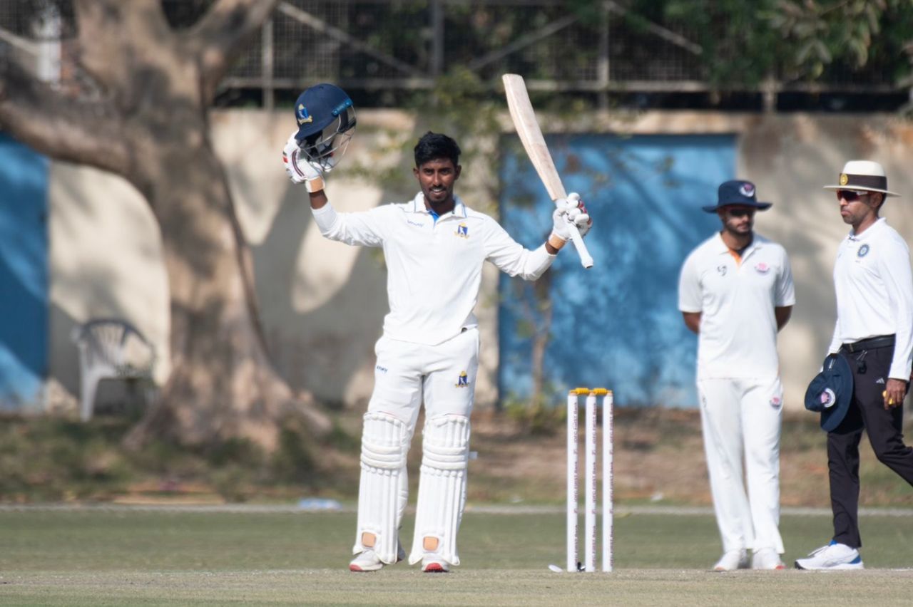 Sudip Kumar Gharami went unbeaten on 136 on day one, Bengal vs Jammu and Kashmir, Ranji Trophy, 2nd semi-final, Kalyani, 1st day, February 15, 2026