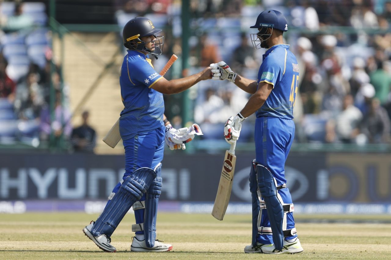 Alishan Sharafu and Sohaib Khan bump fists, Afghanistan vs UAE, Men's T20 World Cup, New Delhi, February 16, 2026