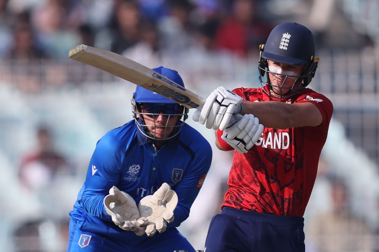 Jacob Bethell puts one away, England vs Italy, Eden Gardens, T20 World Cup, February 16, 2026