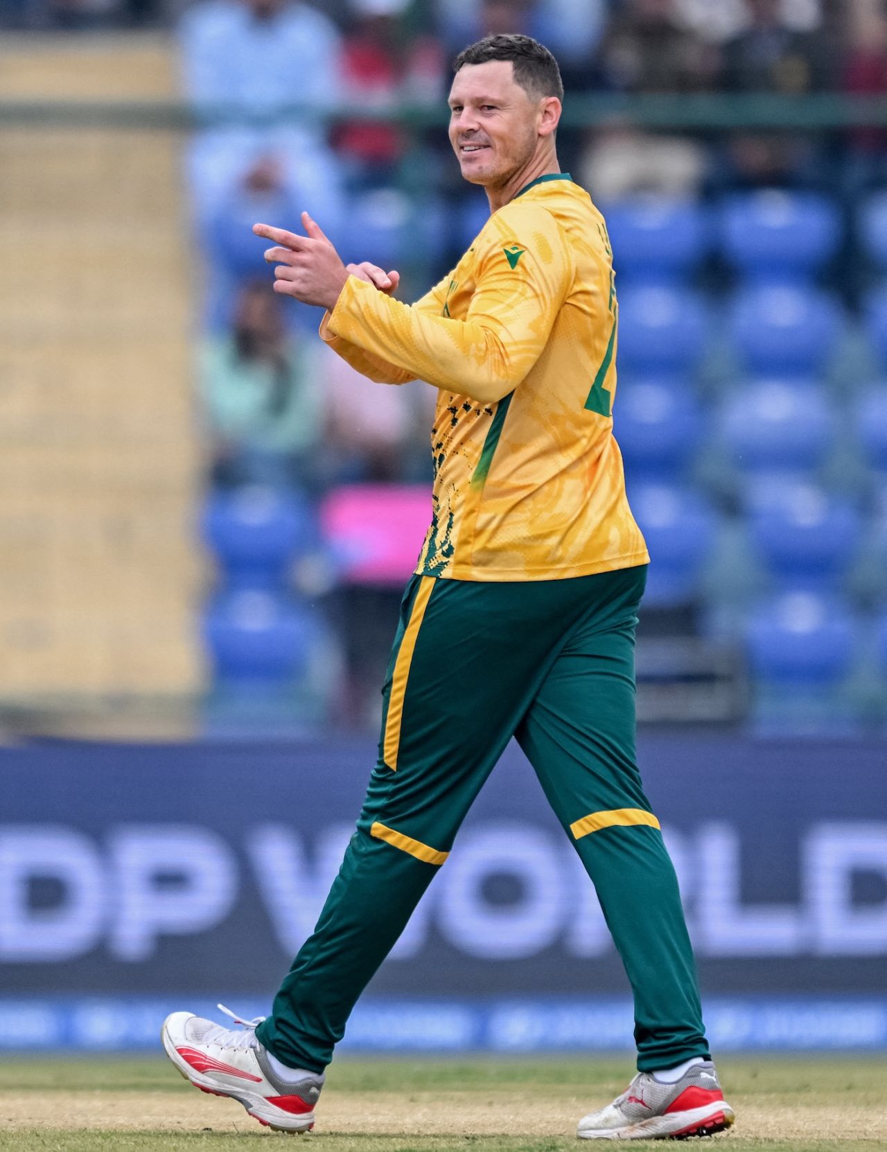 George Linde picked up the first wicket, South Africa vs UAE, T20 World Cup, Delhi, February 18, 2026