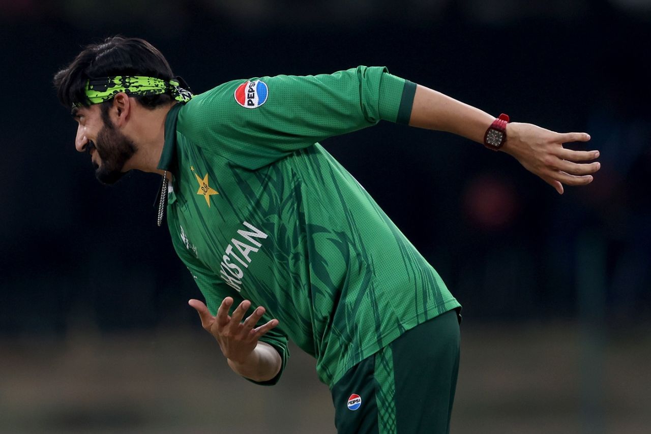 Usman Tariq celebrates with a bow, Namibia vs Pakistan, T20 World Cup, Colombo, February 18, 2026
