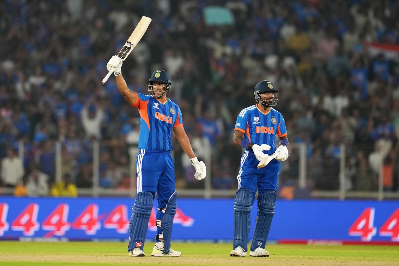 Shivam Dube got to his fifty in the company of Hardik Pandya, India vs Netherlands, T20 World Cup, Ahmedabad, February 18, 2026