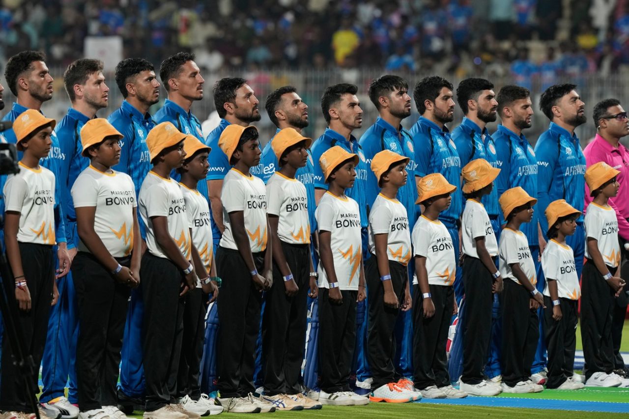Afghanistan line up for the anthem, Afghanistan vs Canada, Men's T20 World Cup, Chennai, February 19, 2026