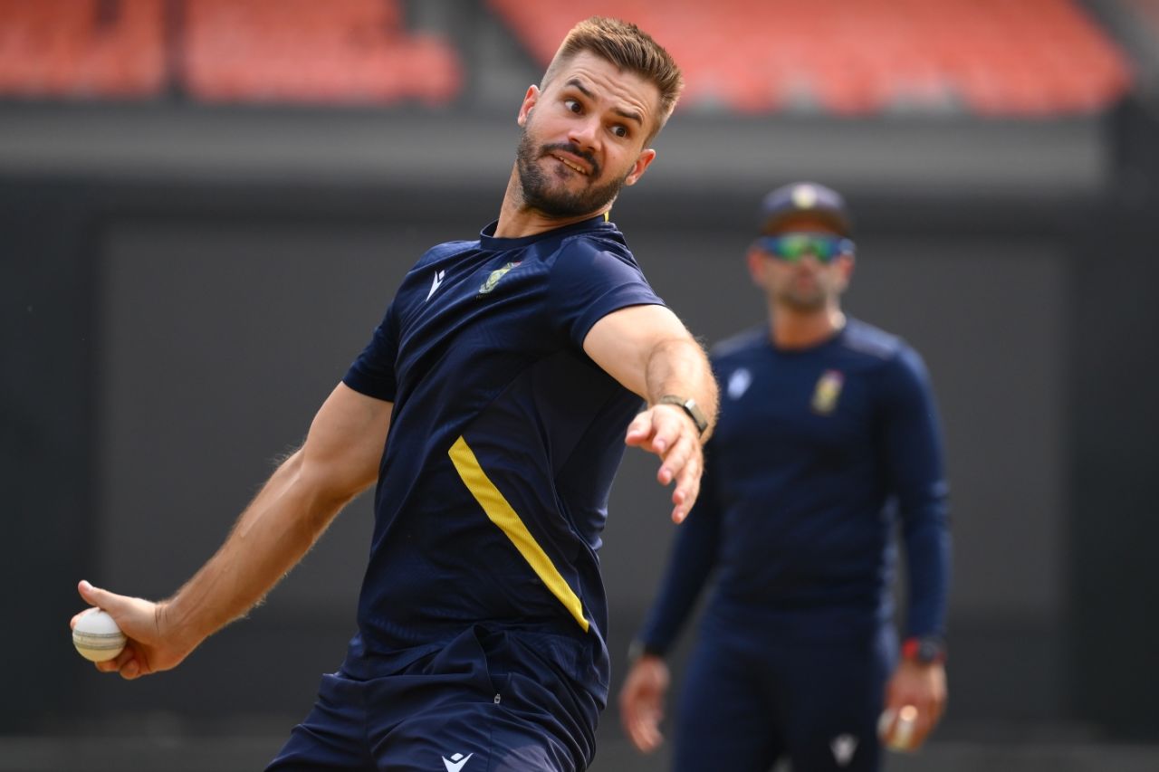Aiden Markram bowls during South Africa's training session, T20 World Cup 2026, Ahmedabad, February 20, 2026