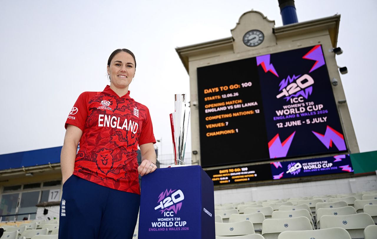 Nat Sciver-Brunt marks 100 days to go until the ICC Women's T20 World Cup starts, Edgbaston, 4 March 2026