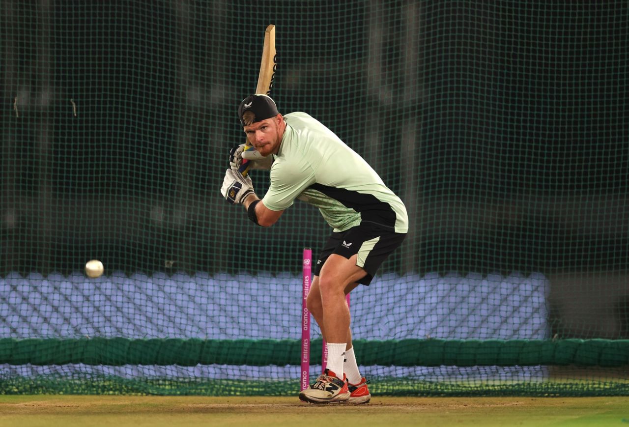 Glenn Phillips aims to dispatch the ball, T20 World Cup final, Ahmedabad, March 6, 2026