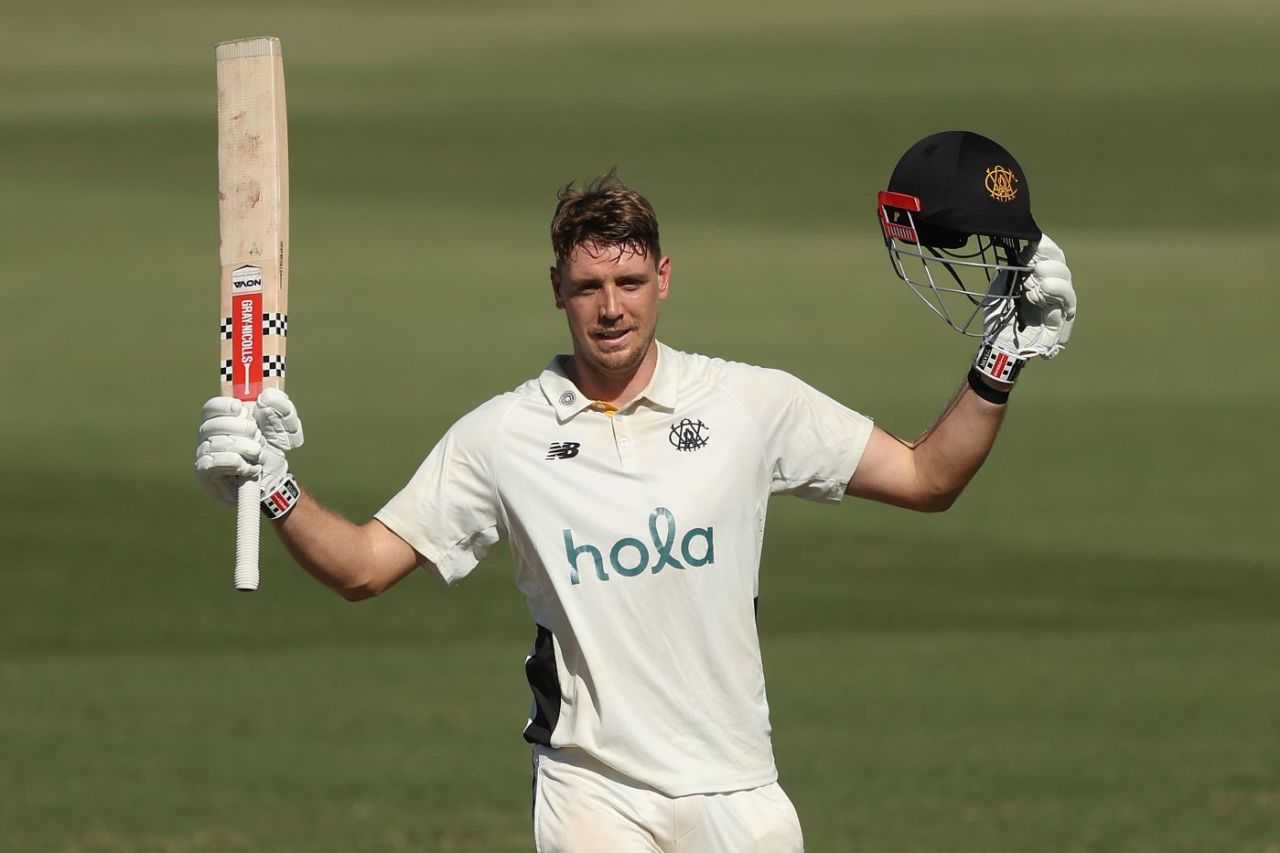 Cameron Green celebrates his ninth Shield century, New South Wales vs Western Australia, Sheffield Shield, Sydney, March 15, 2026