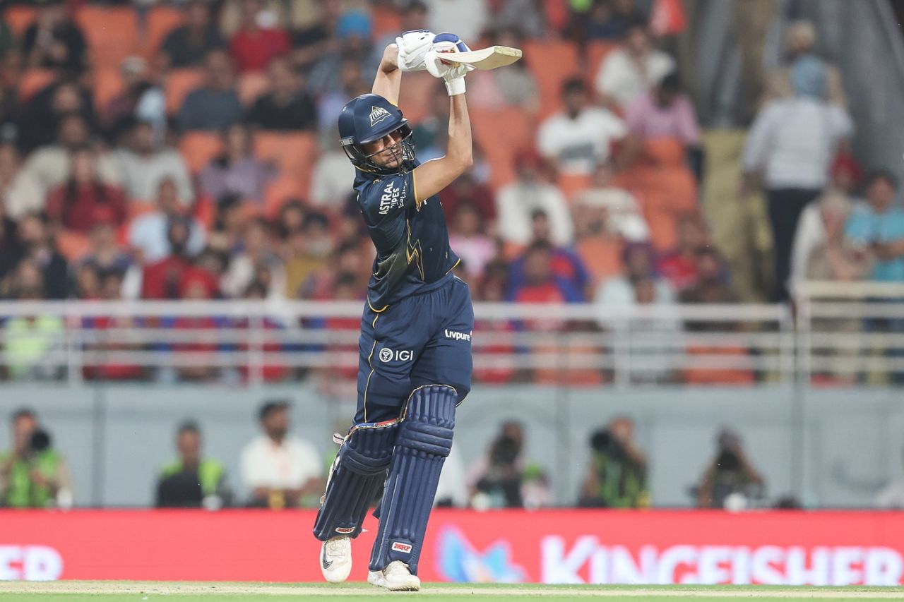 Shubman Gill holds the pose after a lofted drive down the ground, Punjab Kings vs Gujarat Titans, IPL, New Chandigarh, March 31, 2026