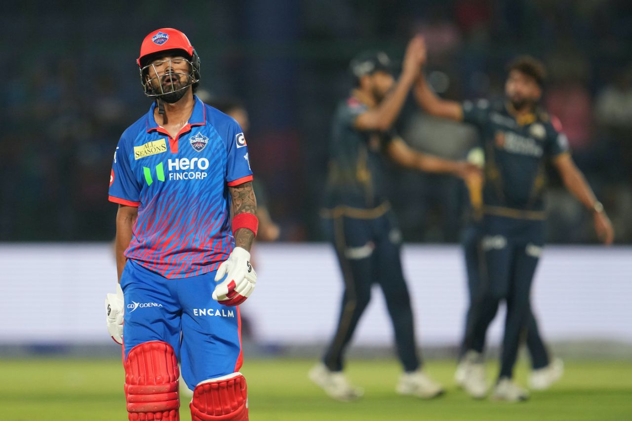 KL Rahul fell with Delhi Capitals needing 45 off 18 balls, Delhi Capitals vs Gujarat Titans, IPL 2026, Delhi, April 8, 2026