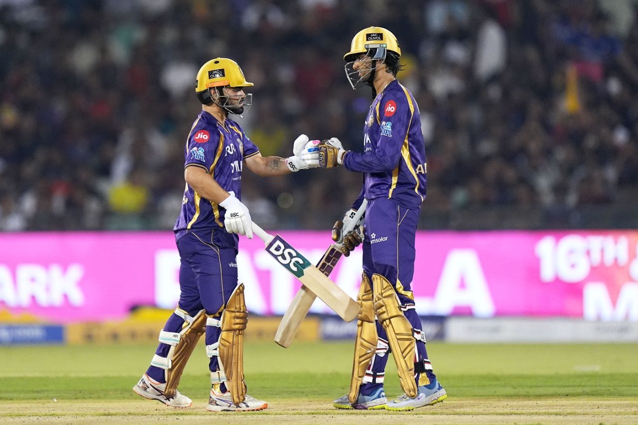 Angkrish Raghuvanshi and Rinku Singh added 76 runs for the fourth wicket, Royal Challengers Bengaluru vs Kolkata Knight Riders, IPL 2026, Raipur, May 13, 2026