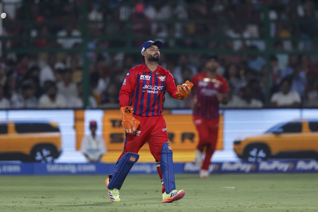 Rishabh Pant gestures on the field, Rajasthan Royals vs Lucknow Super Giants, IPL 2026, Jaipur, May 19, 2026