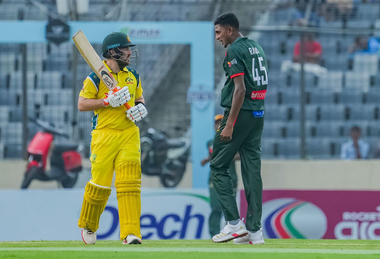 Nahid Rana has words with Josh Inglis, Bangladesh vs Australia, 1st ODI, Mirpur, June 9, 2026