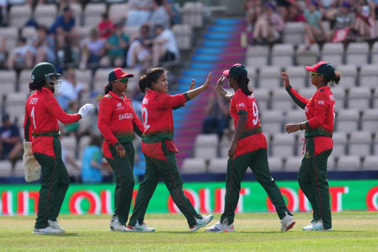 Nahida Akter and Co celebrate Gull Feroza's wicket, Pakistan vs Bangladesh, Southampton, Women's T20 World Cup, June 20, 2026