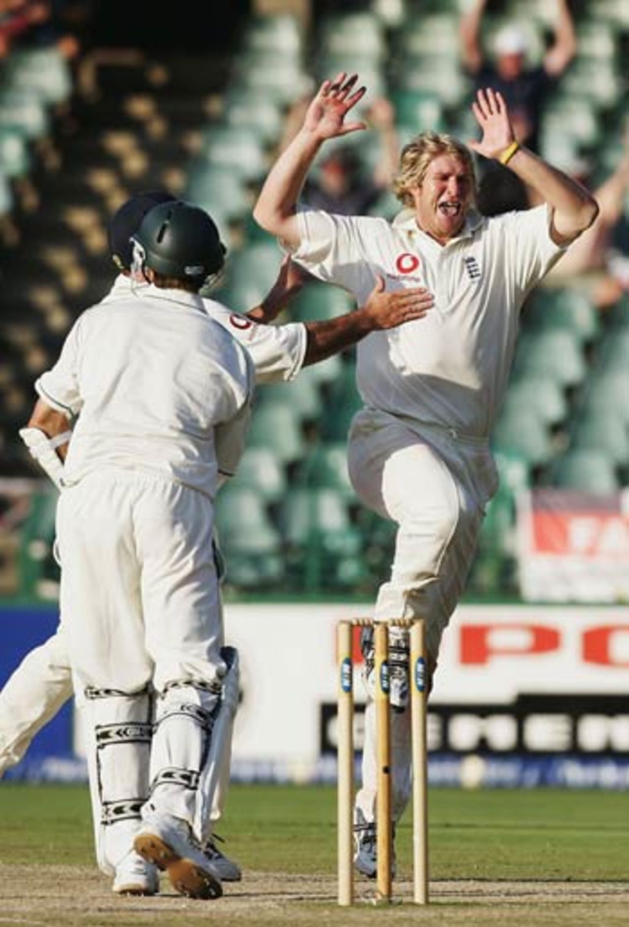 Matthew Hoggard celebrates the moment of victory, South Africa v England, 4th Test, The Wanderers, January 17, 2005