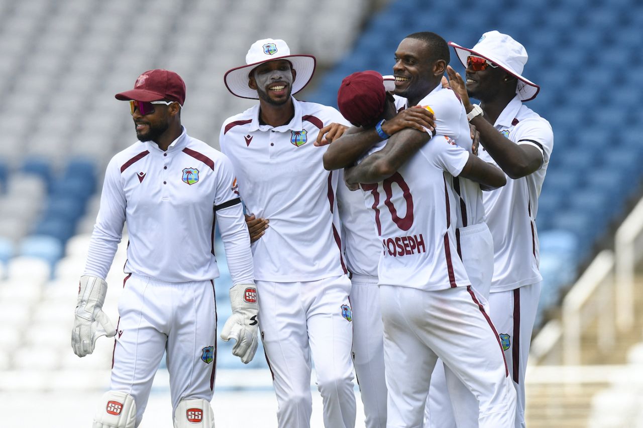 Justin Greaves' stump-smashing spree began with Shan Masood's wicket, West Indies vs Pakistan, 1st Test, Tarouba, 3rd day, July 27, 2026
