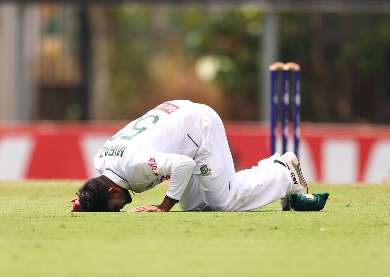 Mehidy Hasan Miraz finished with five wickets in the second innings, Australia vs Bangladesh, 1st Test, Darwin, 4th day, August 16, 2026