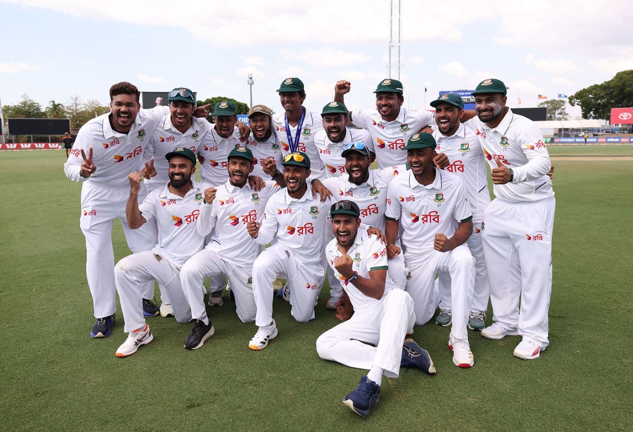 Bangladesh celebrate their famous victory, Australia vs Bangladesh, 1st Test, Darwin, 4th day, August 16, 2026