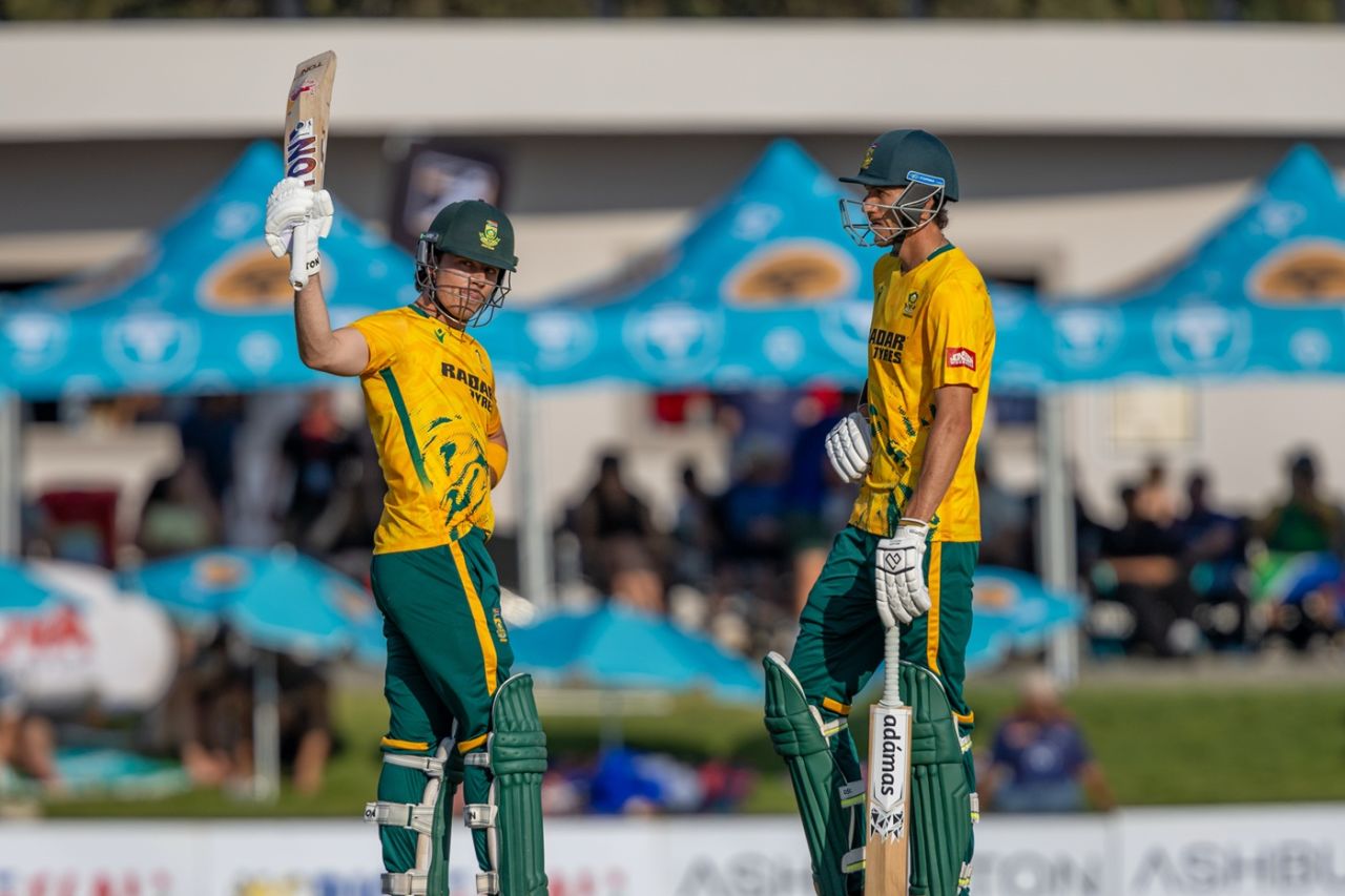 Dewald Brevis waged a lone battle with a 50-ball 75, Namibia vs South Africa, Men's T20I tri-series, Windhoek, August 28, 2026