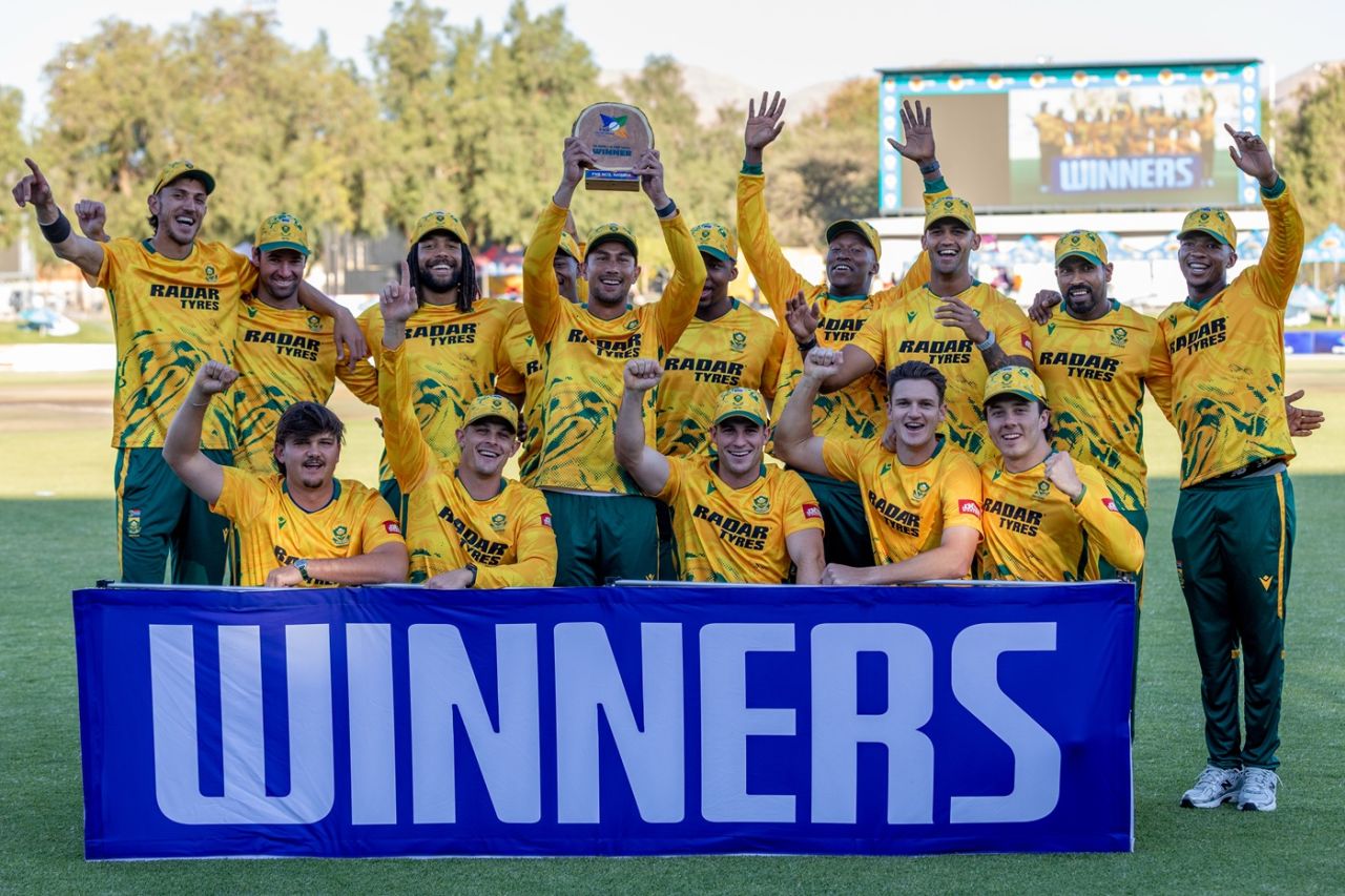 South Africa after winning the tri-series, South Africa vs Zimbabwe, final, Namibia men's T20I tri-series, Windhoek, September 6, 2026