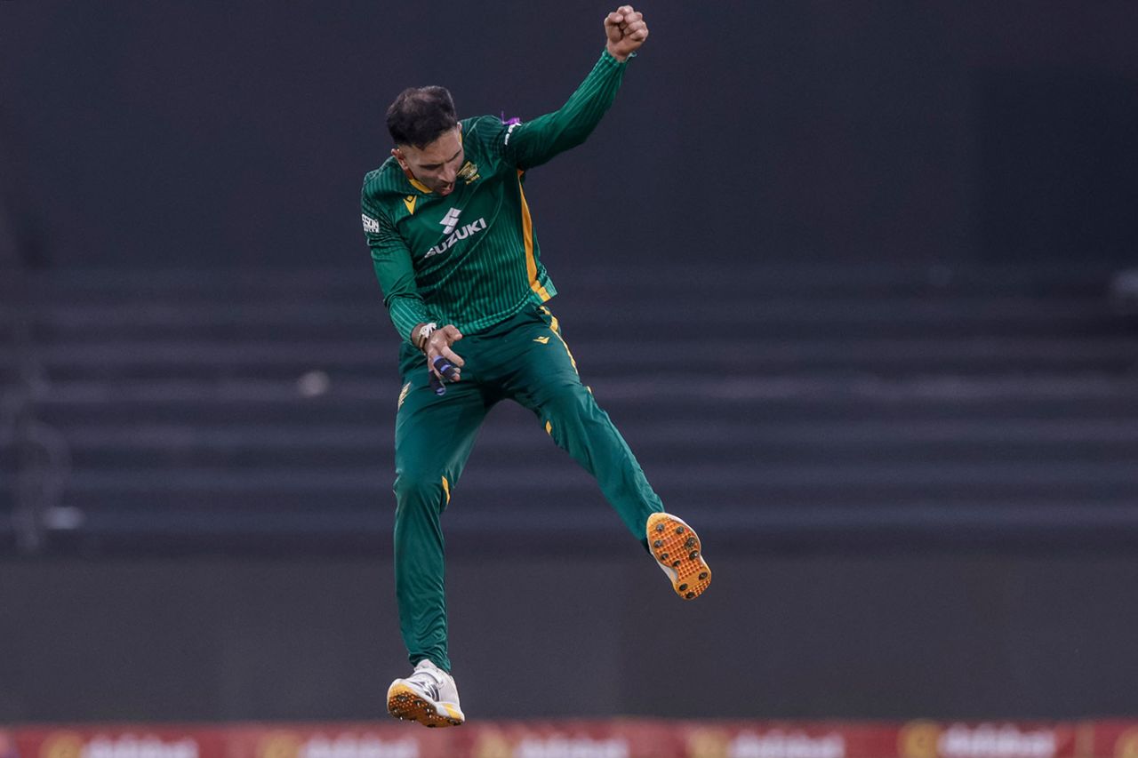 Keshav Maharaj leaps in celebration, South Africa vs Australia, 1st ODI, Durban, September 24, 2026