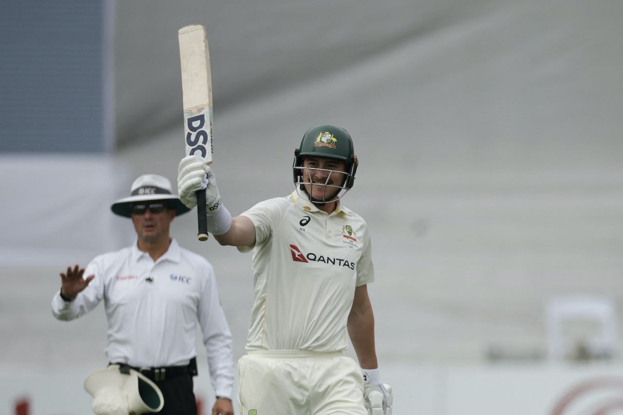 Matt Renshaw celebrates his first Test fifty in nine years, South Africa vs Australia, 1st Test, Day 2, Durban, October 10, 2026
